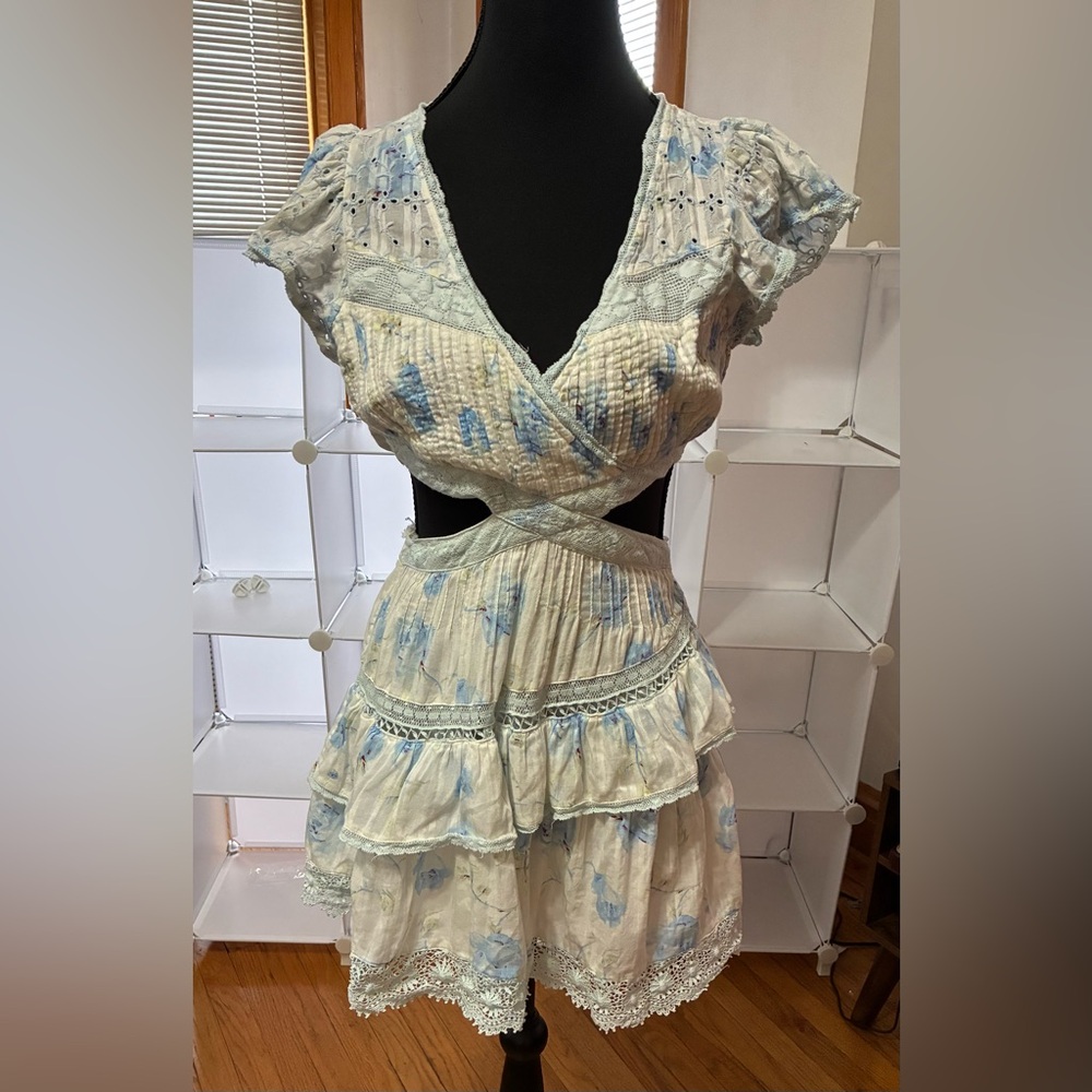 LOVESHACKFANCY Audrina Cut-Out Minidress Blue Small - Picture 6 of 10